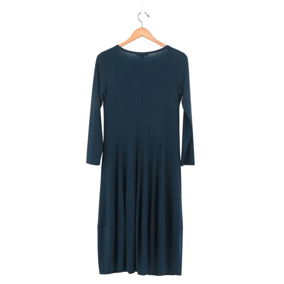 Sun Kim Long Sleeve Lantern Minimalist Lagenlook Zip Slouch Pocket Midi Dress XS - Picture 5 of 7